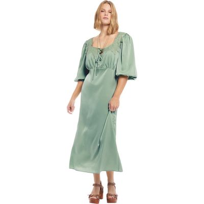 June & Vie June & Vie Lace Trim Satin Midi Slip Dress (plus)