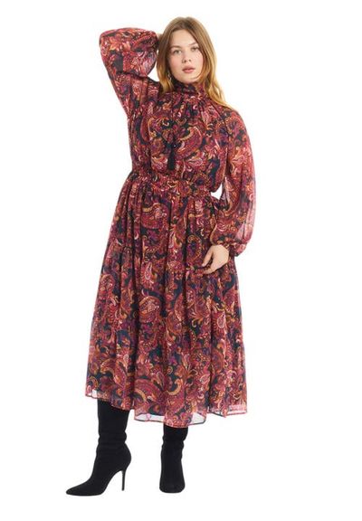 June & Vie June & Vie Mock Neck Chiffon Midi Dress (plus)