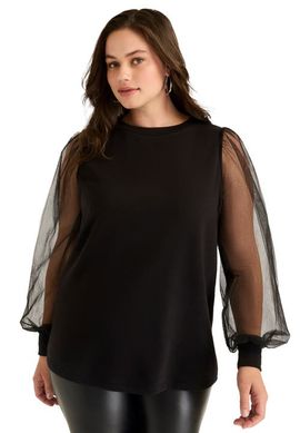 June + Vie June + Vie Puff Sleeve French Terry Sweatshirt