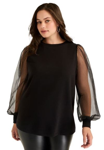 June + Vie June + Vie Puff Sleeve French Terry Sweatshirt