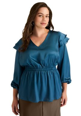 June + Vie June + Vie Satin Peplum Top
