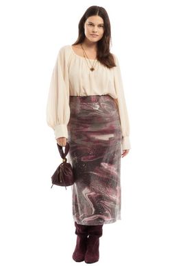 June + Vie June + Vie Sequined Mesh Column Midi Skirt