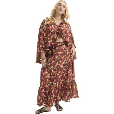 June + Vie June + Vie Tiered Printed Maxi Skirt
