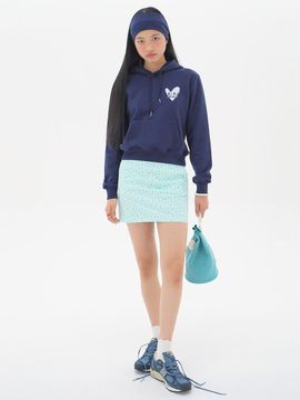 JUNEJUNE SPACE Blossom Floral Print Cotton Blend Mini Skirt [Light Blue]