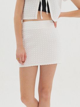 JUNEJUNE SPACE Bubble Mini Stretchy Skirt [Beige]
