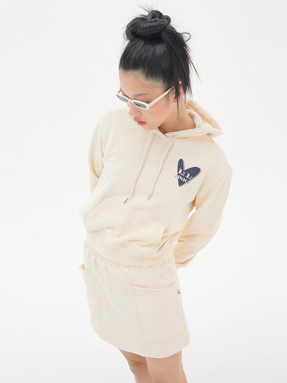 JUNEJUNE SPACE Cotton Sweat Mini Skirt [Beige]