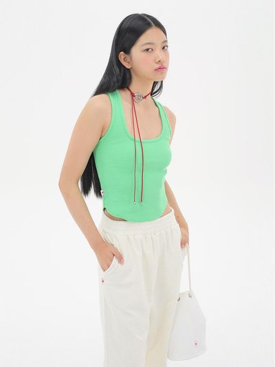 JUNEJUNE SPACE Delicate Pearl-Effect Adjustable Heart Necklace [RED]