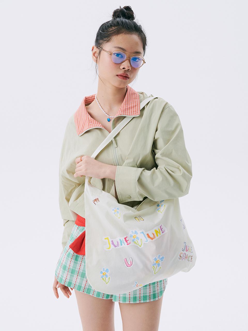 JUNEJUNE SPACE Drawing Print Cotton Tote Bag [Ivory]