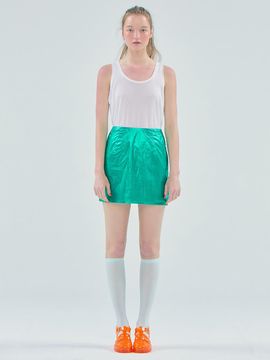 JUNEJUNE SPACE Foil H-line Mini Skirt [Green]