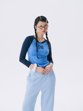 JUNEJUNE SPACE Raglan Contrasting 3/4 Sleeve T-shirt [Navy]