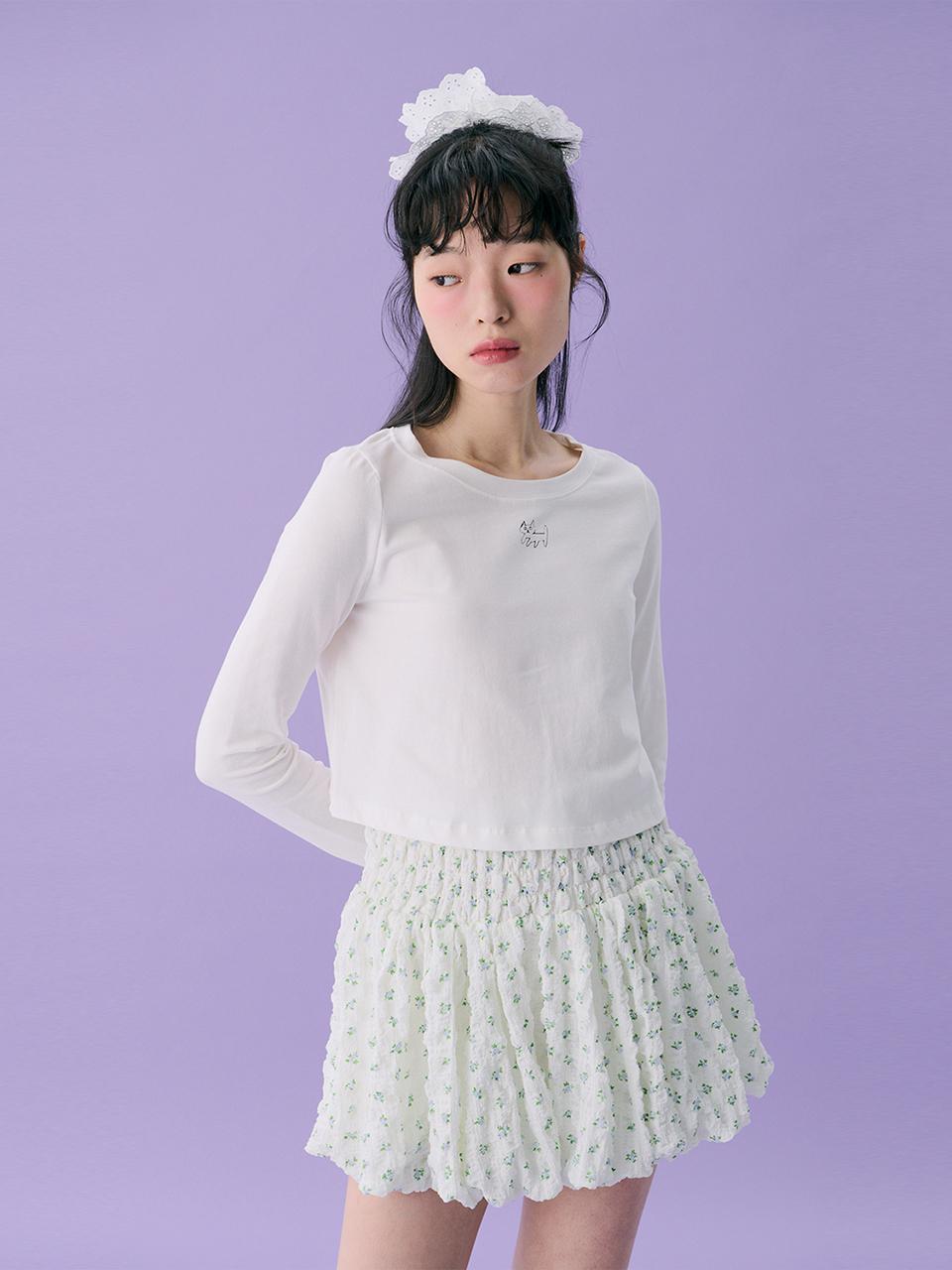 JUNEJUNE SPACE Smocked Cloud Skirt [Blue] (VOL12)