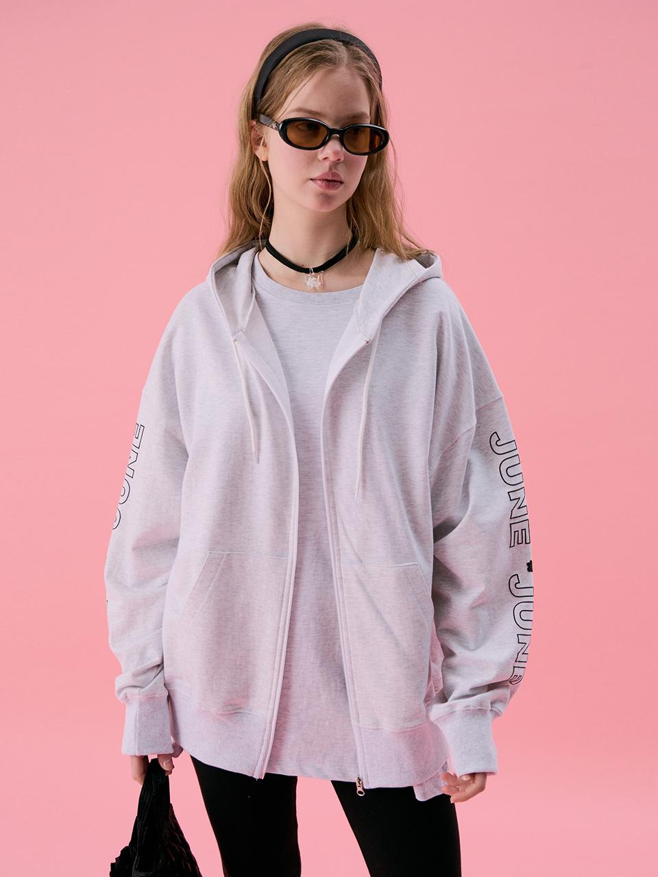 JUNEJUNE SPACE VOL11 Boxy Hood Zip-up Melange Casual Jacket