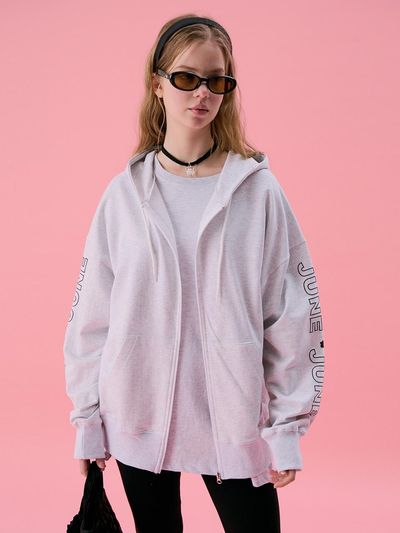 JUNEJUNE SPACE VOL11 Boxy Hood Zip-up Melange Casual Jacket