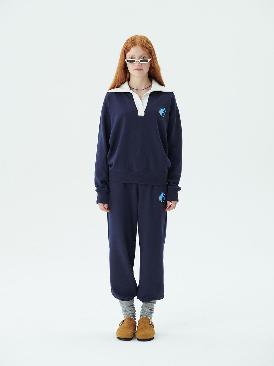 JUNEJUNE SPACE Wide Leg Relaxed Fit Sweat Pants [Navy]