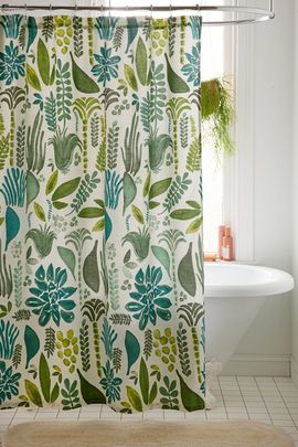 Jungalow By Justina Blakeney Jungalow By Justina Blakeney Jungalow Jarden Shower Curtain in Green at Urban Outfitters