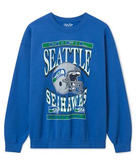 Junk Food Clothing Junk Food Clothing Unisex Seattle Seahawks Helmet Flea Market Crew Fleece Sweatshirt