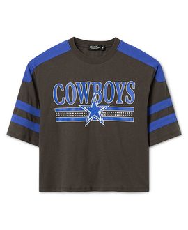 Junk Food Clothing Junk Food Clothing Women's Dallas Cowboys Striped Bling Crop Tee