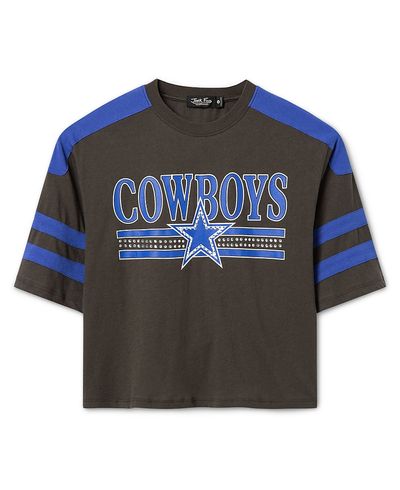 Junk Food Clothing Junk Food Clothing Women's Dallas Cowboys Striped Bling Crop Tee
