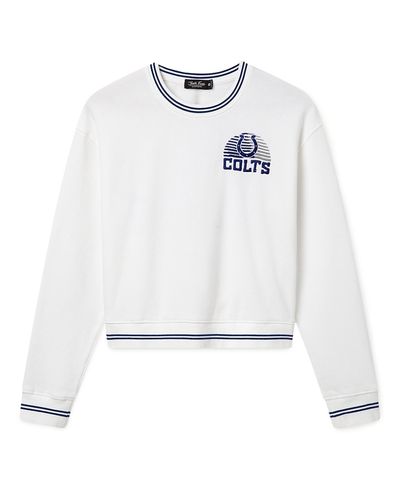 Junk Food Clothing Junk Food Clothing Women's Indianapolis Colts Cropped Striped Rib Fleece