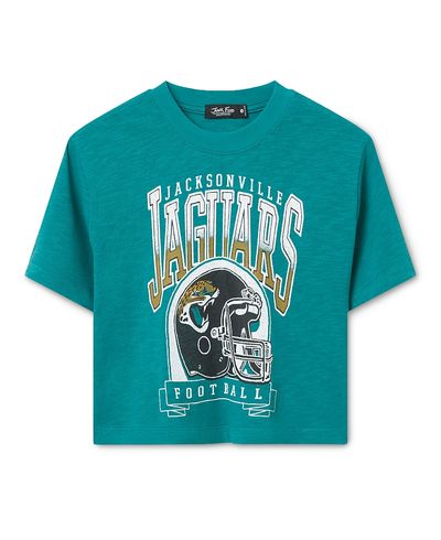 Junk Food Clothing Junk Food Clothing Women's Jacksonville Jaguars Helmet Mock Neck Crop Tee