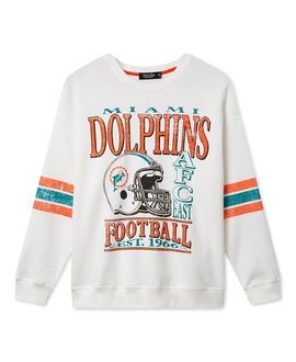 Junk Food Clothing Junk Food Clothing Women's Miami Dolphins Oversized Striped Fleece