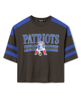 Junk Food Clothing Junk Food Clothing Women's New England Patriots Striped Bling Crop Tee