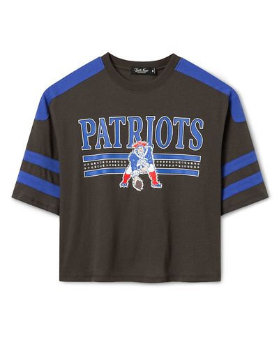 Junk Food Clothing Junk Food Clothing Women's New England Patriots Striped Bling Crop Tee
