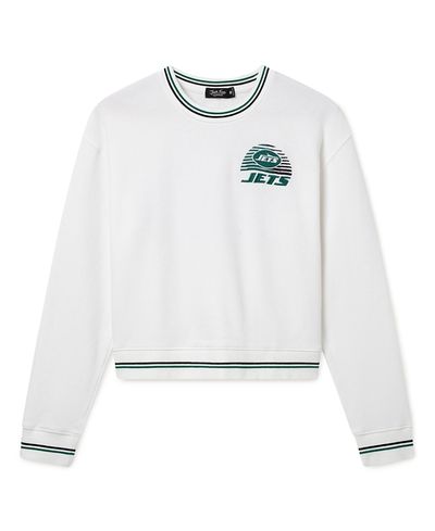 Junk Food Clothing Junk Food Clothing Women's New York Jets Cropped Striped Rib Fleece