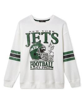 Junk Food Clothing Junk Food Clothing Women's New York Jets Oversized Striped Fleece