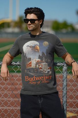 Junk Food Junk Food Budweiser Semi Truck Vintage Tee in Vintage Black, Men's at Urban Outfitters