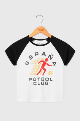 Junk Food Junk Food Espana Futbol Club Baby Raglan Tee in White/Black, Women's at Urban Outfitters