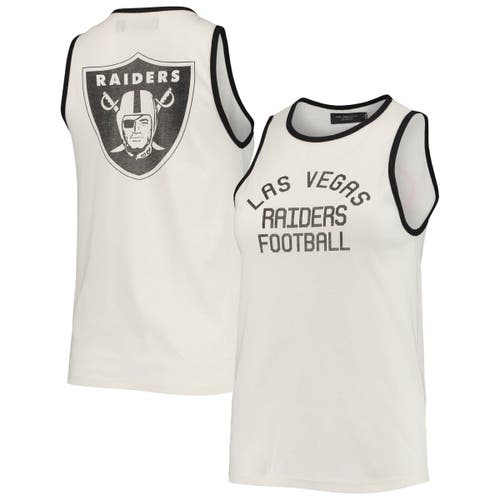 Junk Food Women's Junk Food White/Black Las Vegas Raiders Throwback Pop Binding Scoop Neck Tank Top 