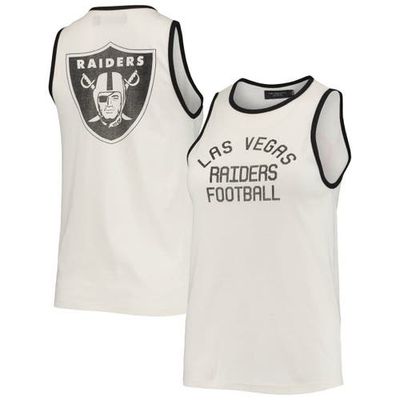 Junk Food Women's Junk Food White/Black Las Vegas Raiders Throwback Pop Binding Scoop Neck Tank Top 