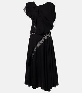 Junya Watanabe Junya Watanabe Asymmetric lace-trimmed midi dress