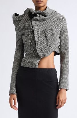Junya Watanabe Junya Watanabe Asymmetrical Draped Wool Blend Jacket