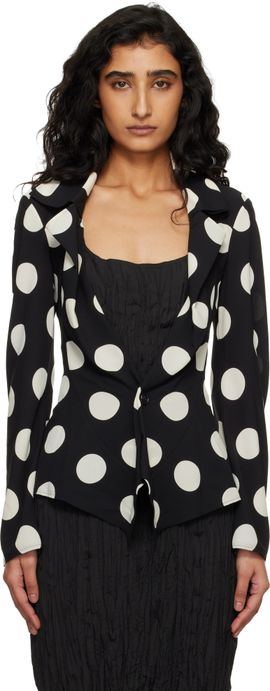 Junya Watanabe Junya Watanabe Black & Off-White Printed Georgette Blazer