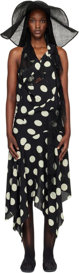 Junya Watanabe Junya Watanabe Black & White Printed Lace Halter Midi Dress