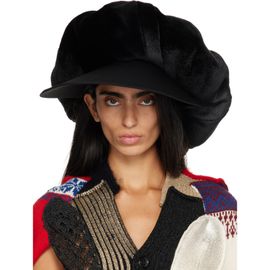 Junya Watanabe Junya Watanabe Black Faux Fur & Wool Gabardine Hat
