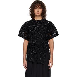 Junya Watanabe Junya Watanabe Black Floral Sequins Pointed T-Shirt
