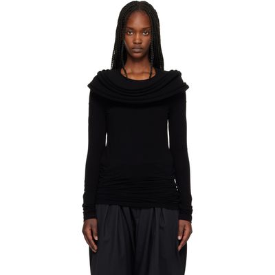Junya Watanabe Junya Watanabe Black Nylon Stretch Jersey Drape T-shirt