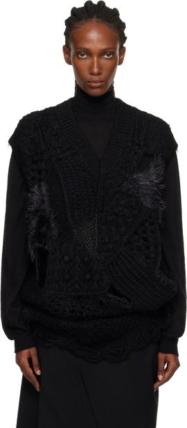 Junya Watanabe Junya Watanabe Black Patchwork V-Neck Sweater Vest