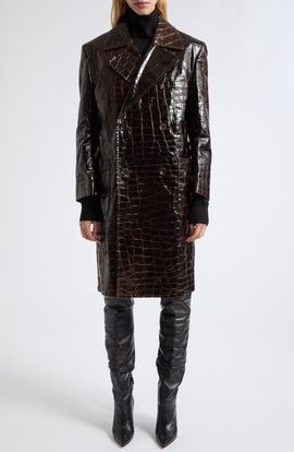 Junya Watanabe Junya Watanabe Croc Embossed Faux Leather Trench Coat