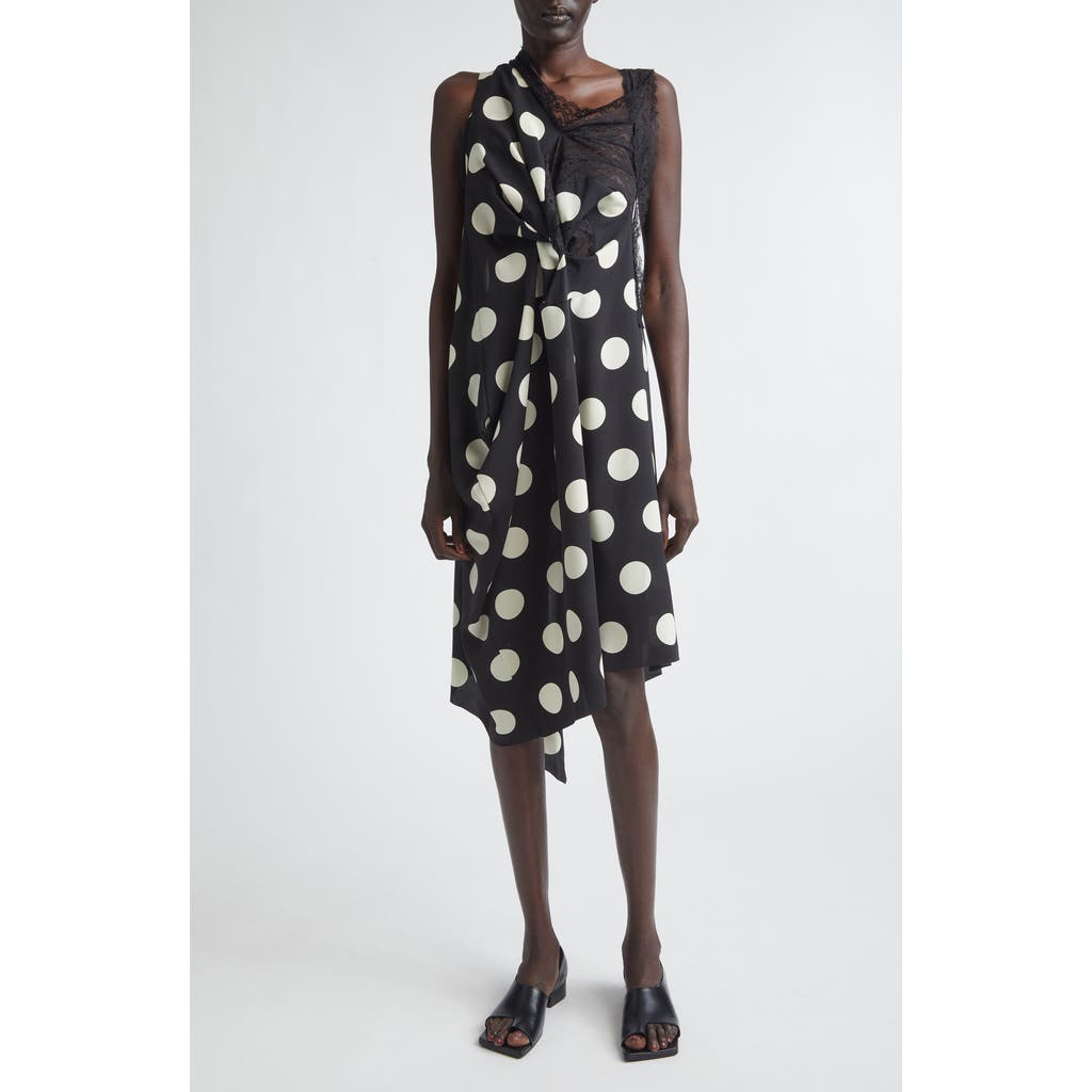 Junya Watanabe Junya Watanabe Polka Dot & Lace Asymmetric Dress