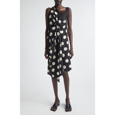 Junya Watanabe Junya Watanabe Polka Dot & Lace Asymmetric Dress