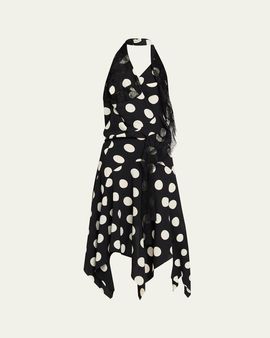 Junya Watanabe Polka Dot Halter Midi Dress