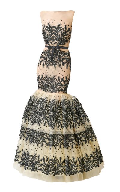 Juozas Statkevicius Juozas Statkevicius Sleeveless Embroidered Tulle Mermaid Gown