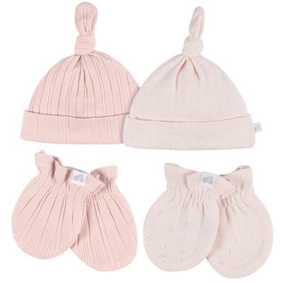 Just Born Just Born Caps and No Scratch Mittens Set