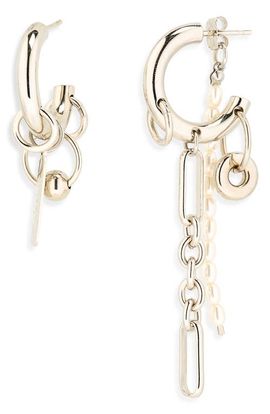 Justine Clenquet Justine Clenquet Iris Mismatched Chain Drop & Faux Pearl Earrings