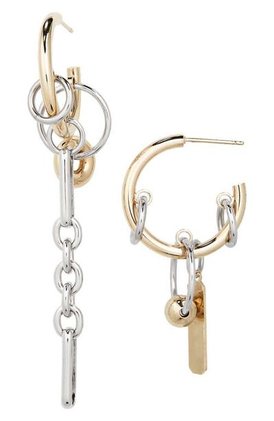 Justine Clenquet Justine Clenquet Iris Mismatched Two-Tone Hoop Charm Earrings