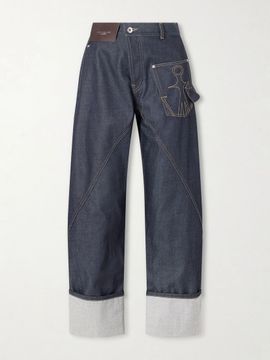 JW ANDERSON High-rise embroidered wide-leg jeans